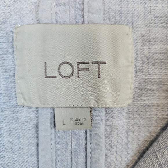 LOFT‎ Linen/Cotton Moto Jacket Women's Size L Light Blue Lightweight Full Zip - Picture 3 of 9